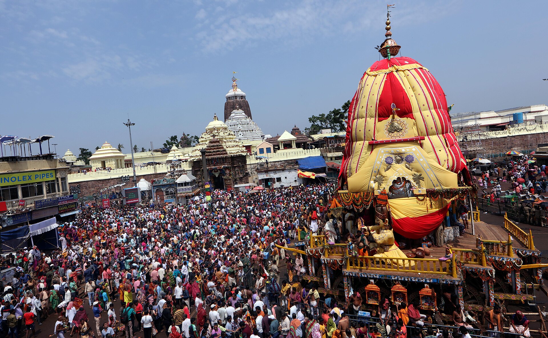 Devotees gathered for the annual chariot festival at Puri