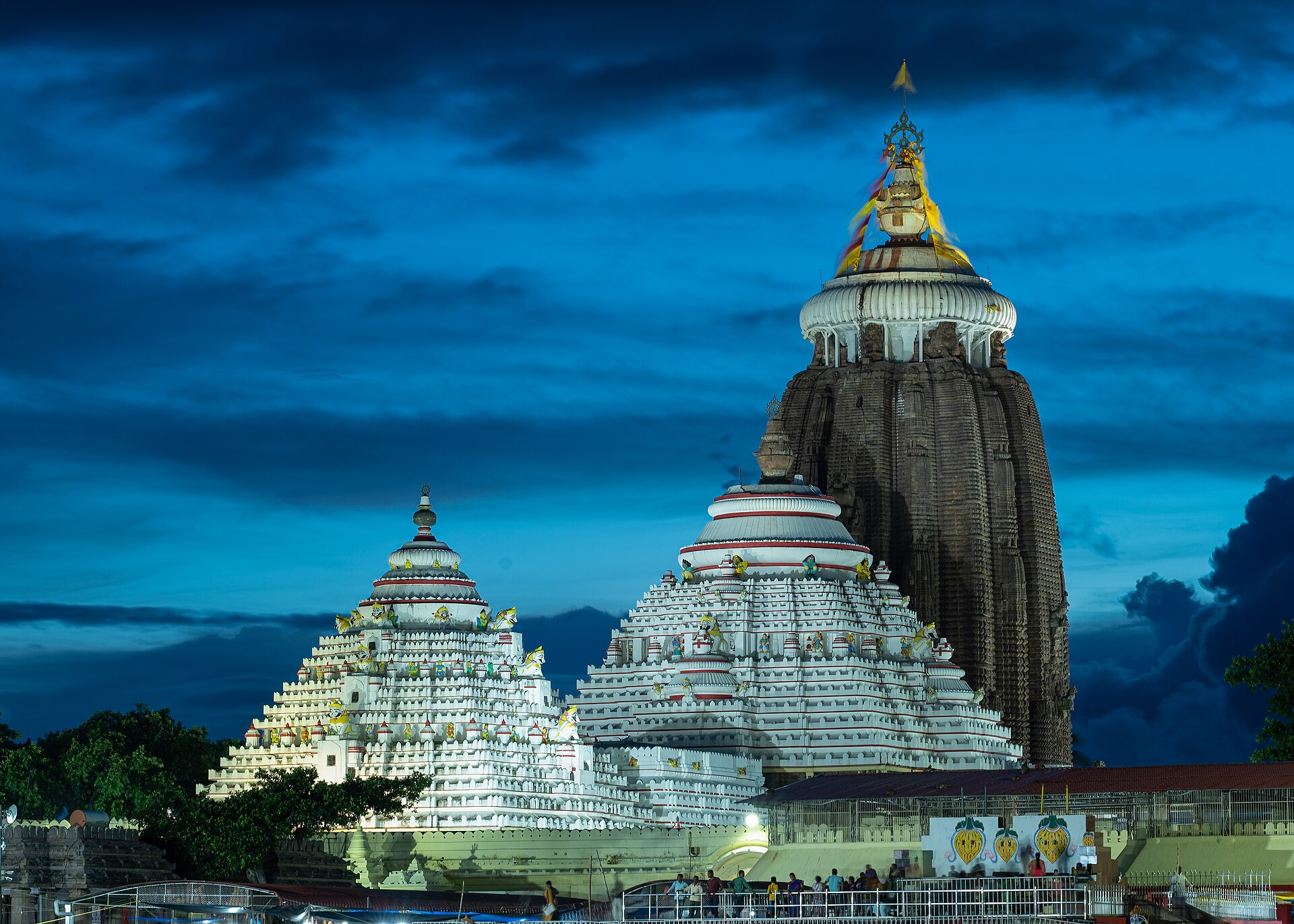 Sri Jagannath Temple illuminated at night