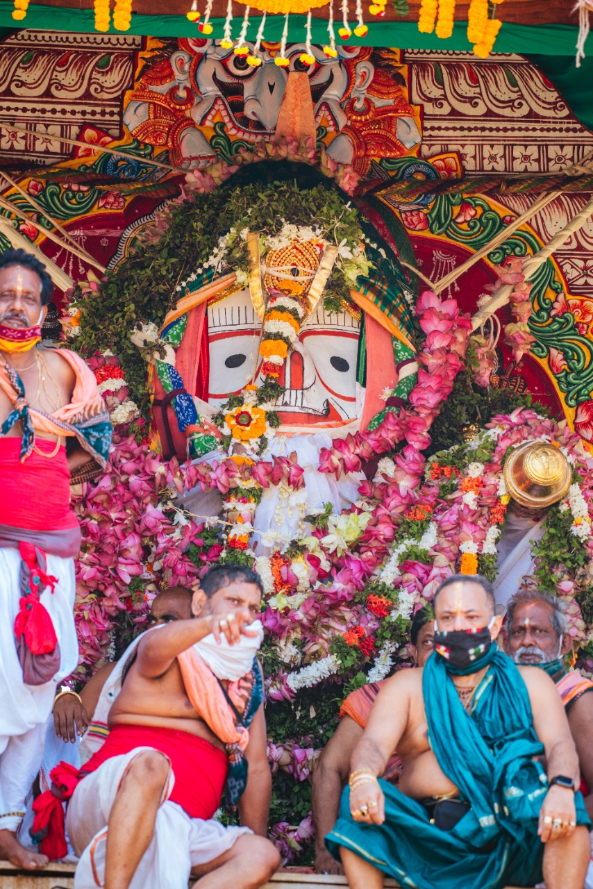 Lord Balabhadra in the temple besha at Puri